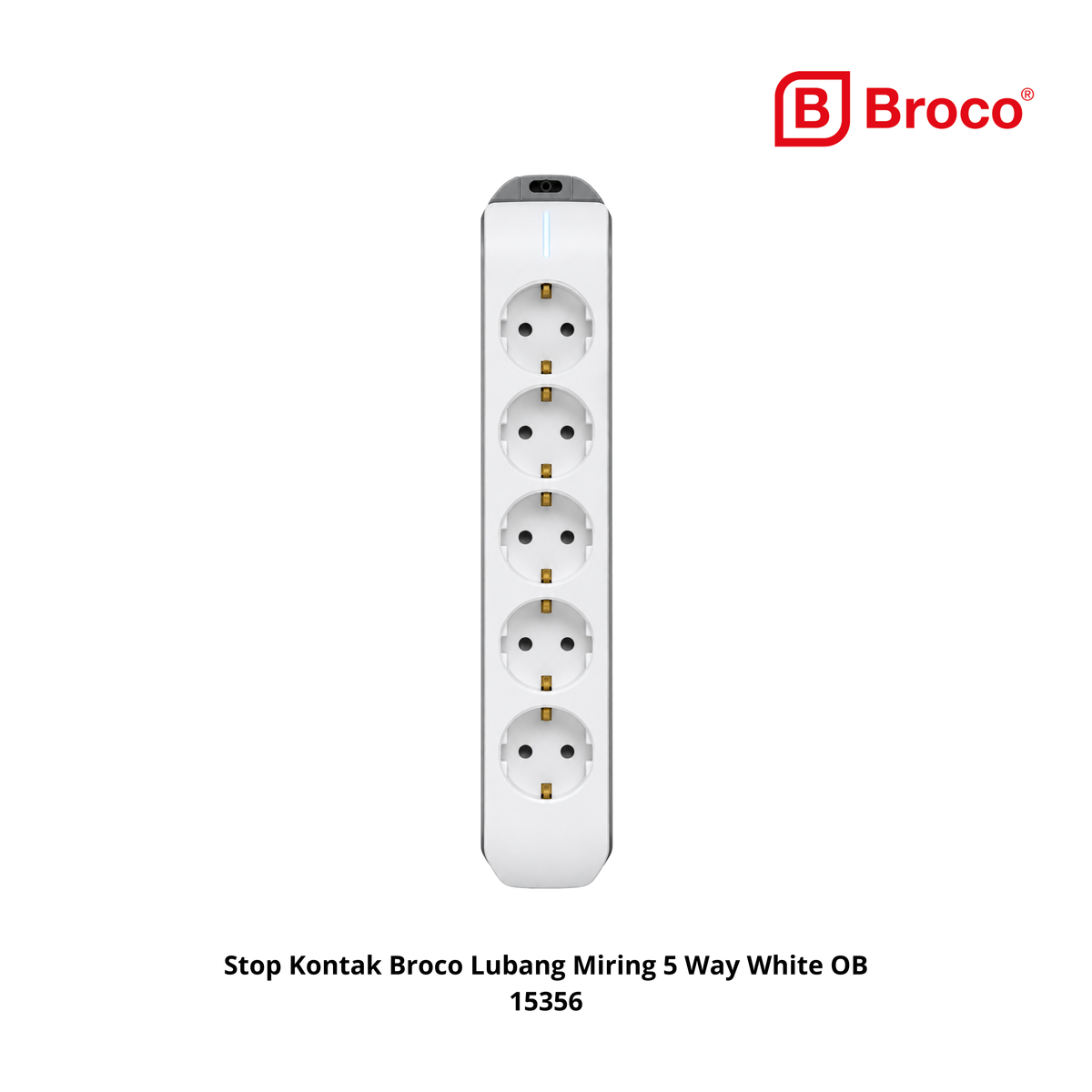 Stop Kontak Broco Lubang Miring 5 Way White OB 15356