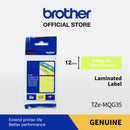 Label Tape Cassete Brother TZE-MQG35 12 mm White on Lime Green (5 Meter)