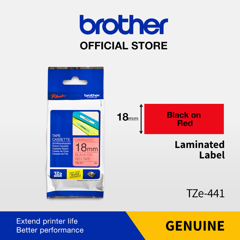 Label Tape Cassete Brother TZE-441 18 mm Black on Red