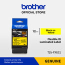 Label Tape Cassete Brother TZE-FX631 12 mm Black on Yellow (Flexible)