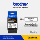 Label Tape Cassete Brother TZE-S231 12 mm Black on White Strong Adhesive