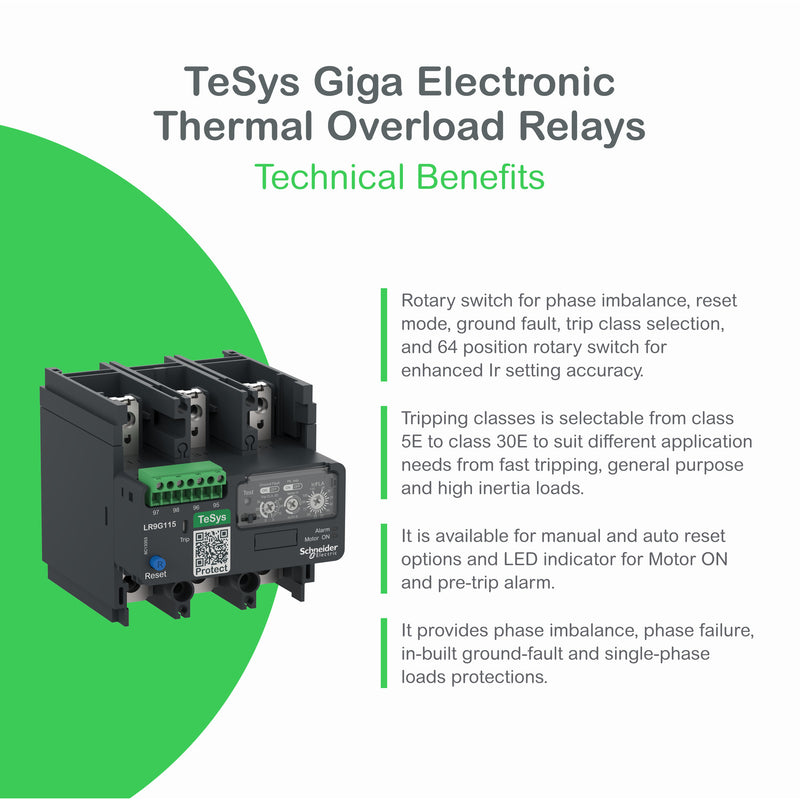 Schneider LR9G - Relay Beban Lebih Elektronik TeSys Giga (28-630A) untuk Kontaktor LC1G | LR9G115 / LR9G225 / LR9G500 / LR9G630