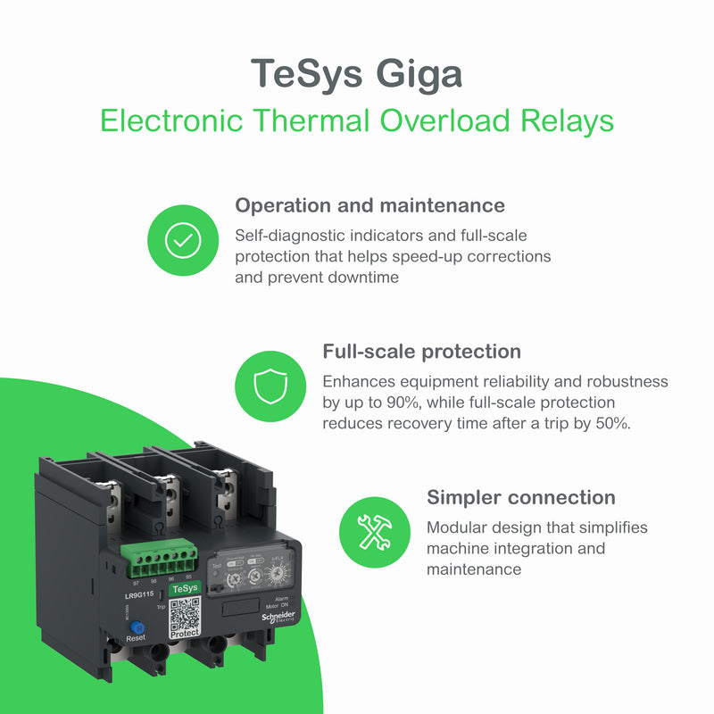 Schneider LR9G - Relay Beban Lebih Elektronik TeSys Giga (28-630A) untuk Kontaktor LC1G | LR9G115 / LR9G225 / LR9G500 / LR9G630