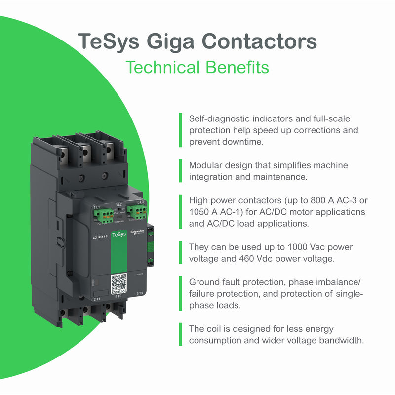 Schneider LC1G1154 – Kontaktor TeSys Giga 4P 250A AC-1 Coil 24–500V + 1NO+1NC Auks |  LC1G1154KUEN / LC1G1154EHEN / LC1G1154LSEA