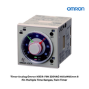 Timer Analog Omron H3CR-F8N 220VAC H45xW45mm 8 Pin Multiple Time Ranges, Twin Timer