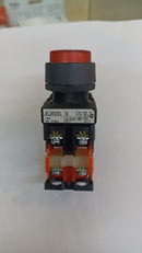 Push Lamp Fuji AR 22 EOL 11E3R Round (extended), Momentary, LED 24V DC 22 mm Red 1NO+1NC