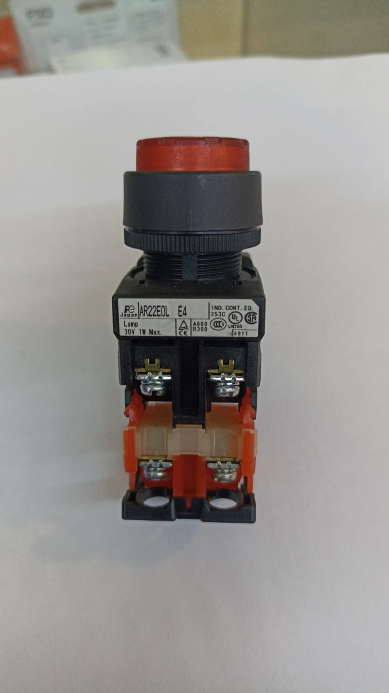 Push Lamp Fuji AR 22 EOL 11E3R Round (extended), Momentary, LED 24V DC 22 mm Red 1NO+1NC