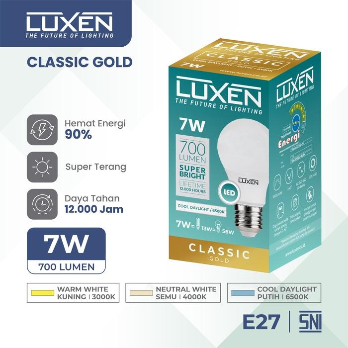 Lampu LED Bulb Luxen Classic 7W CDL 150-240V 100LM/W 6500K