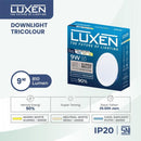 Lampu Luxen Downlight LED Tricolor IB Bulat 9W 30/40/65K DL6SQCDL 3"