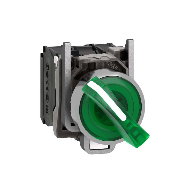 Schneider Harmony XB4 Selector Switch Iluminasi 2 Posisi Metal Protected LED | XB4BK123B5 / XB4BK124B5 / XB4BK125B5 / XB4BK123G5 / XB4BK125G5 / XB4BK123M5 / XB4BK124M5 / XB4BK125M5