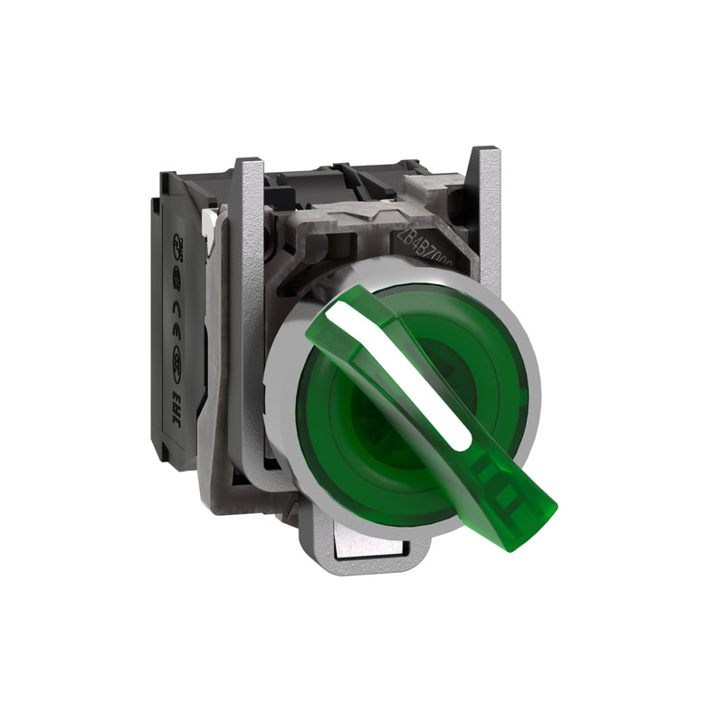 Schneider Harmony XB4 Selector Switch Iluminasi 2 Posisi Metal Protected LED | XB4BK123B5 / XB4BK124B5 / XB4BK125B5 / XB4BK123G5 / XB4BK125G5 / XB4BK123M5 / XB4BK124M5 / XB4BK125M5