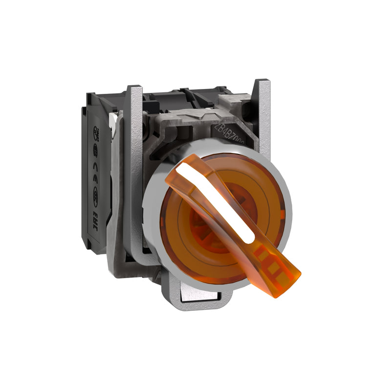 Schneider Harmony XB4 Selector Switch Iluminasi 2 Posisi Metal Protected LED | XB4BK123B5 / XB4BK124B5 / XB4BK125B5 / XB4BK123G5 / XB4BK125G5 / XB4BK123M5 / XB4BK124M5 / XB4BK125M5