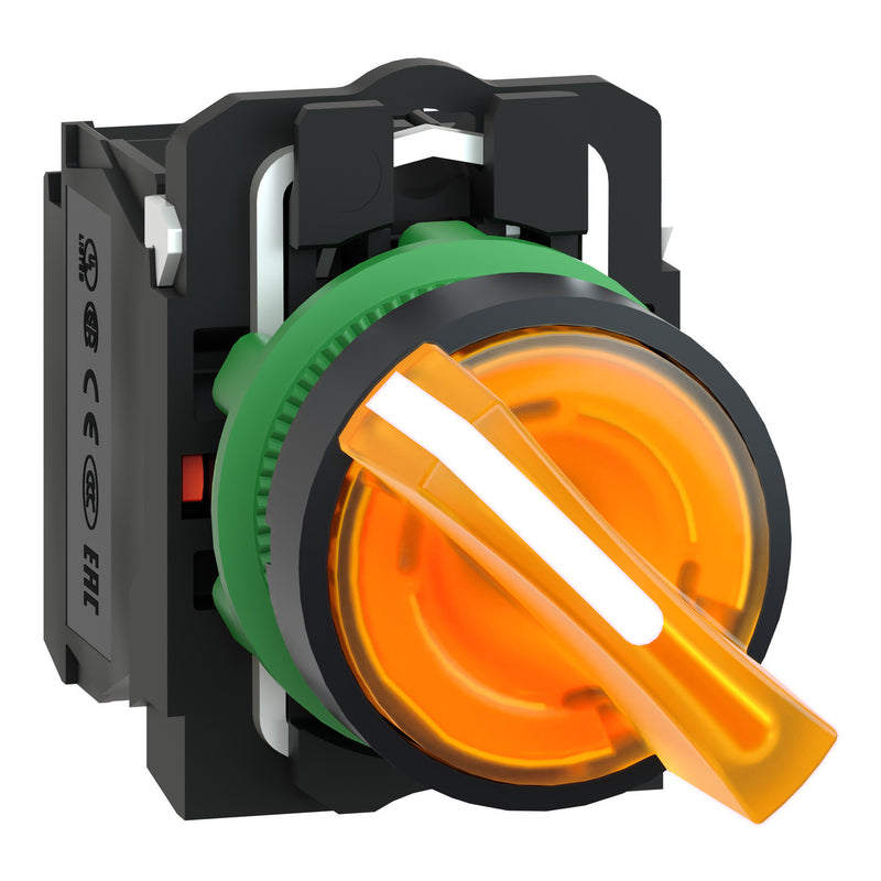 Schneider Harmony Selector Switch Illuminasi Rata Panel 3 Posisi Stay Put XB5 Protected LED 30mm | XB5FK124M5 / XB5FK125M5 / XB5FK133B5 / XB5FK134B5 / XB5FK135B5 / XB5FK133G5 / XB5FK134G5 / XB5FK135G5 / XB5FK133M5 / XB5FK134M5 / XB5FK135M5