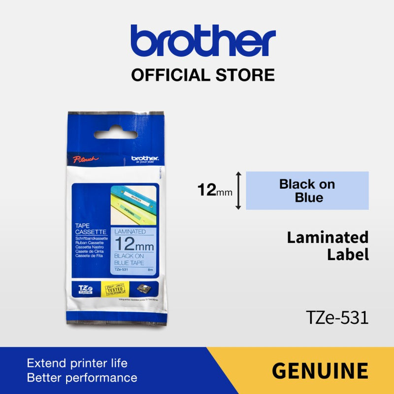Label Tape Cassete Brother TZE-531 12 mm Black on Blu