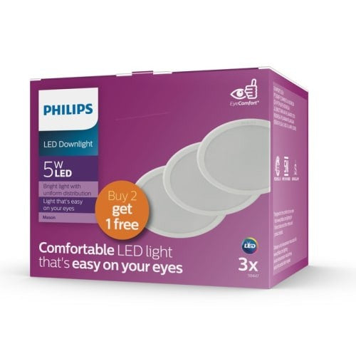 [PACK isi 3] Downlight LED Philips 59447-65K D.90mm 5W CDL(6500K) Meson