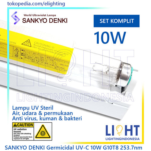 Lampu TL Sankyo Denki Germicidal/UVC (Anti-Kuman) T8 10Watt Transparant