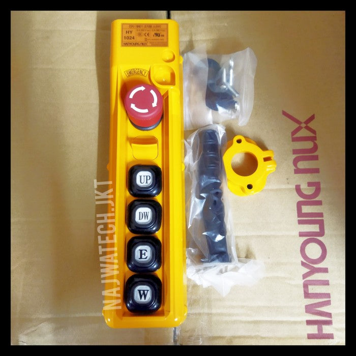 Hoist Push Button Switch Hanyoung HY-1024 SBB 5 Tombol Single Speed U-D-F-B-Emergency