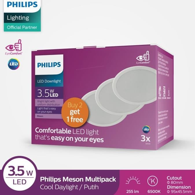 [PACK isi 3] Downlight LED Philips 59441-65K D.80mm 3.5W CDL(6500K) Meson