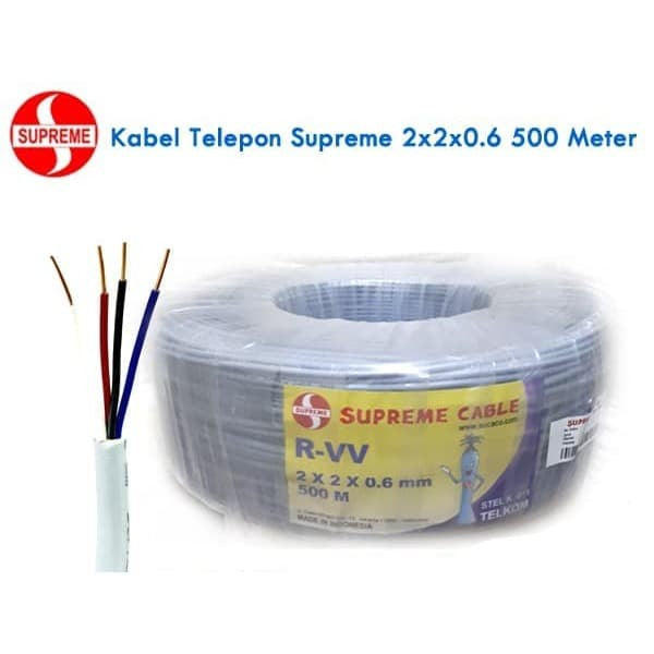 Kabel Data Supreme Telepon 2x0,6 mm @500 mtr Grey