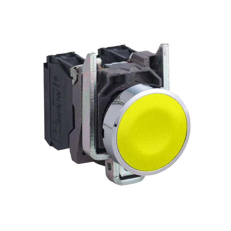 Push Button Switch Schneider XB4-BA51 22 mm Metal Momentary Yellow 1NO
