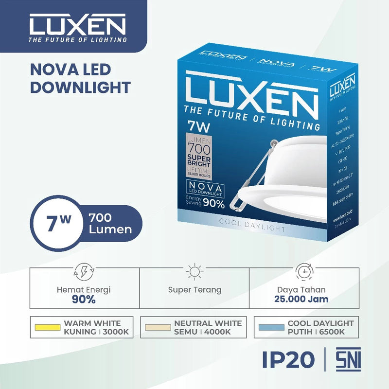 Lampu Luxen Downlight LED IB Bulat 7W 6500K CDL DL7NOVA