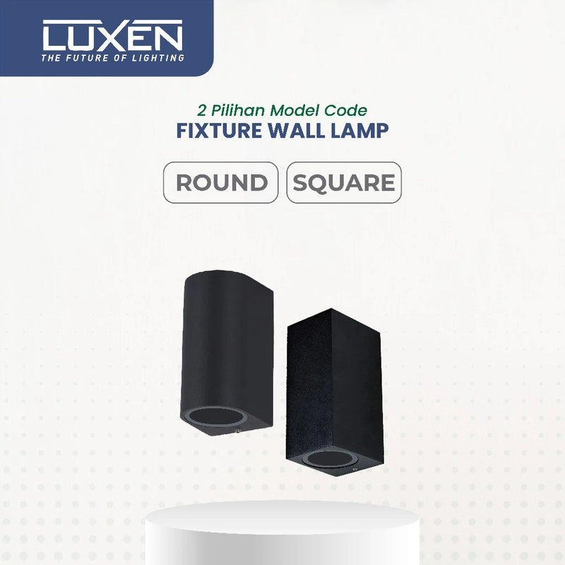 Kap Lampu Dinding Persegi Luxen Aluminium WLMPFXSQ-BLK MR16 2x40W IP65 Hitam