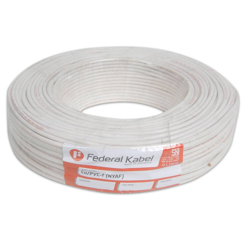 Kabel Single Wire Federal NYA 1x0,9 mm @100 mtr White (ECER)