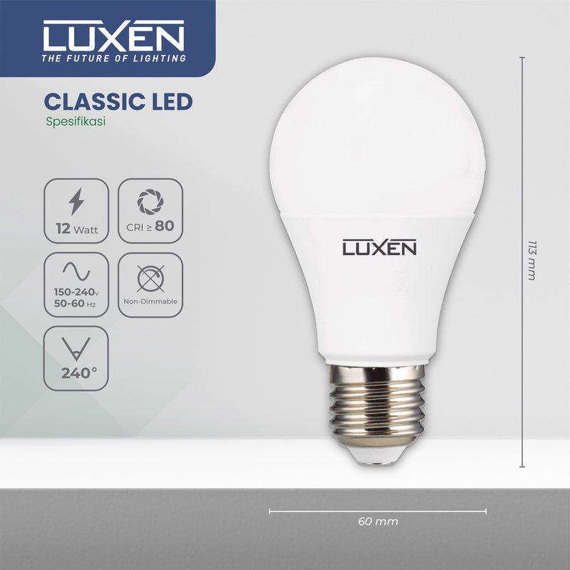 Lampu LED Bulb Luxen Classic 12W CDL 150-240V 100LM/W 6500K