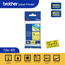 Label Tape Cassete Brother TZE-611 6 mm Black on Yellow