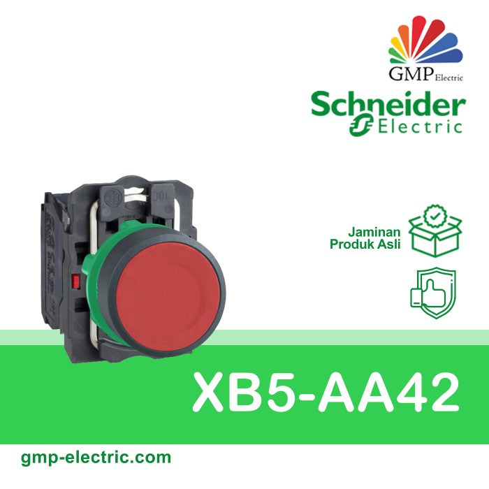 Push Button Switch Schneider XB5-AA42 22 mm Plastic Momentary Red 1NC