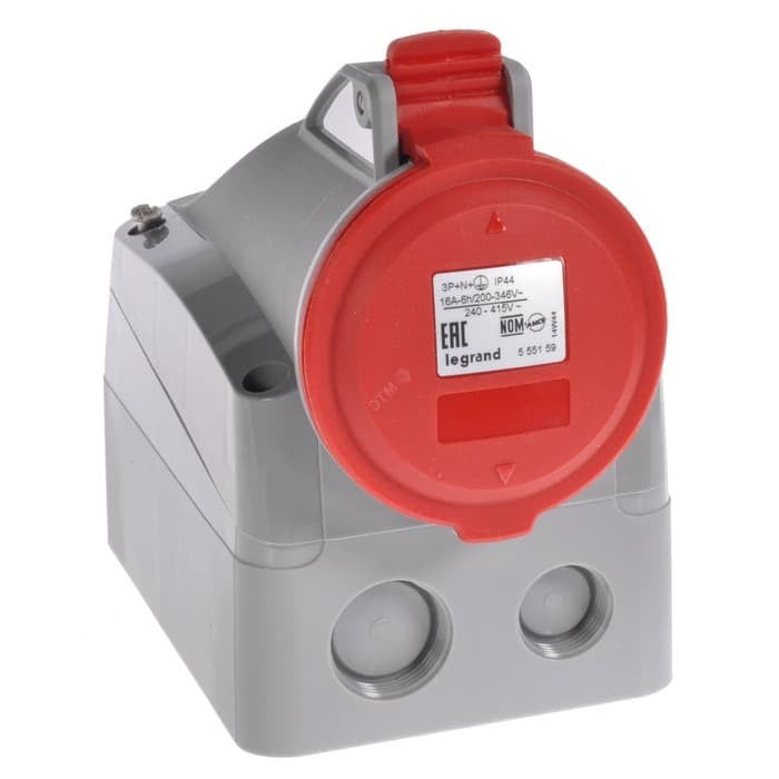 Industrial Socket CEE Surface Mounting 5x32A Red/White IP44