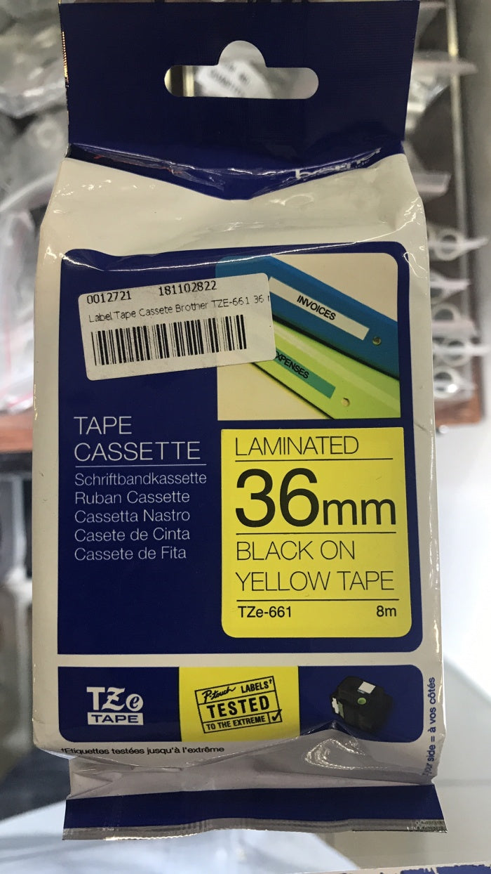 Label Tape Cassete Brother TZE-661 36 mm Black on Yellow