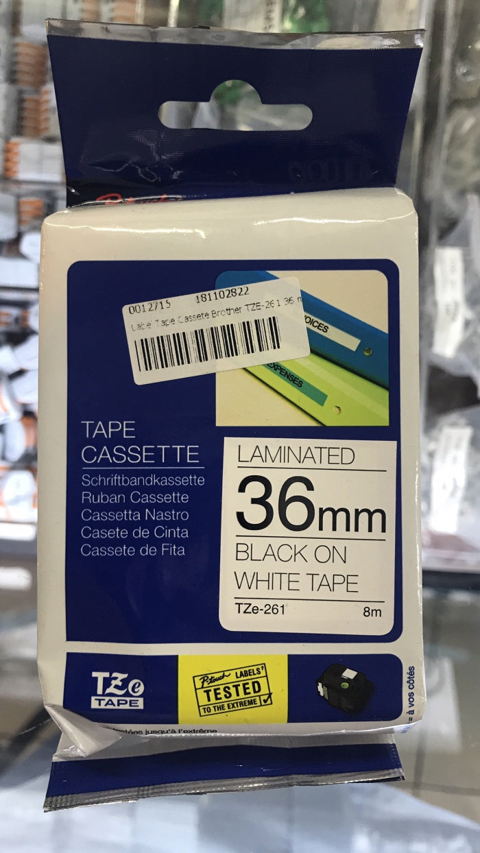 Label Tape Cassete Brother TZE-261 36 mm Black on White