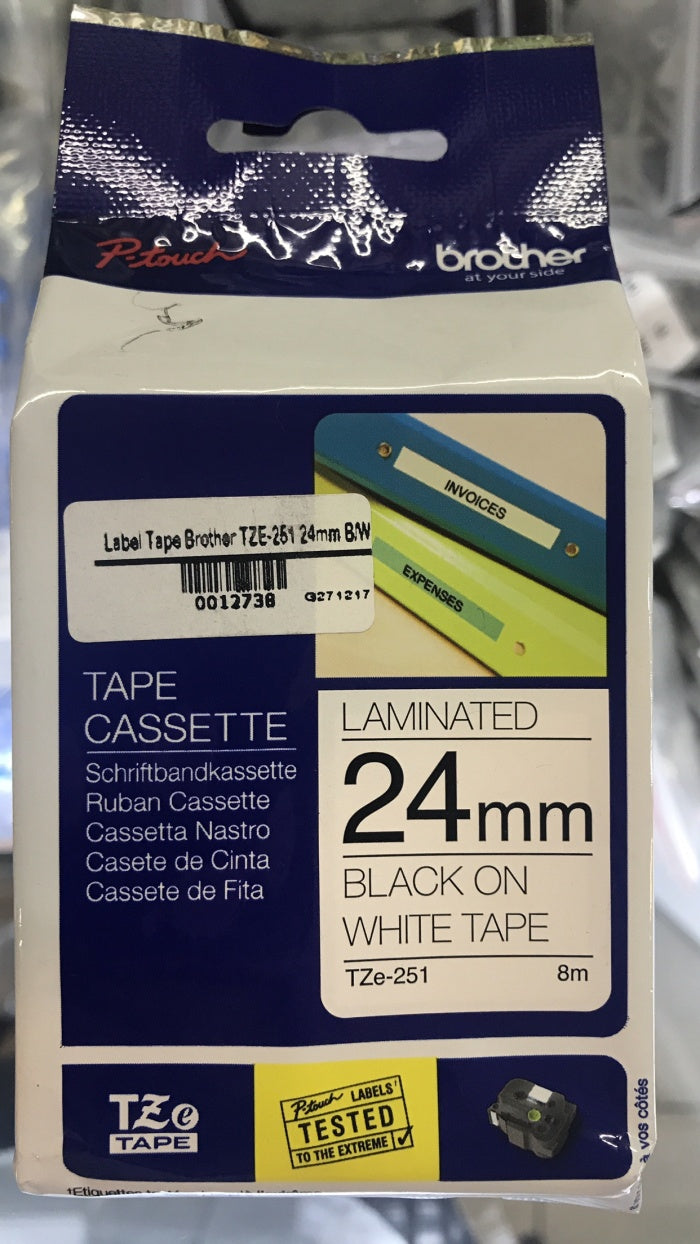 Label Tape Cassete Brother TZE-251 24 mm Black on White