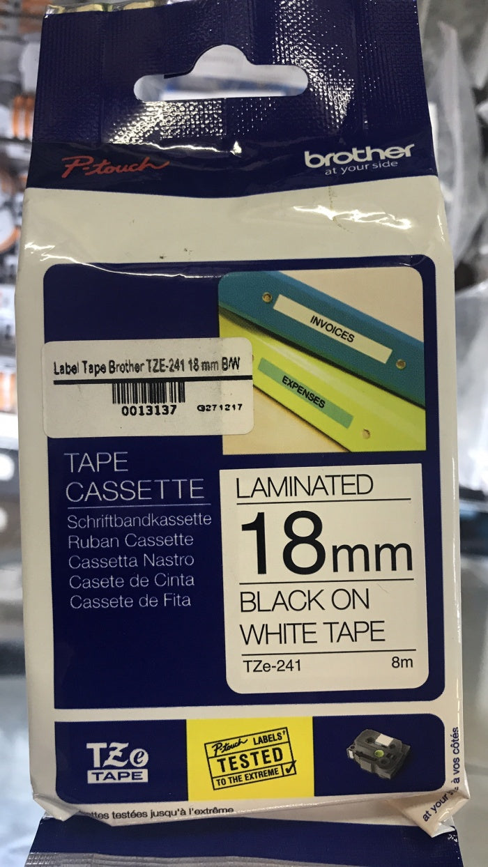 Label Tape Cassete Brother TZE-241 18 mm Black on White