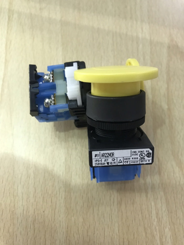 Push Button Switch Fuji Mushroom,AR 22 MOR-10Y Momentary 22 mm Yellow