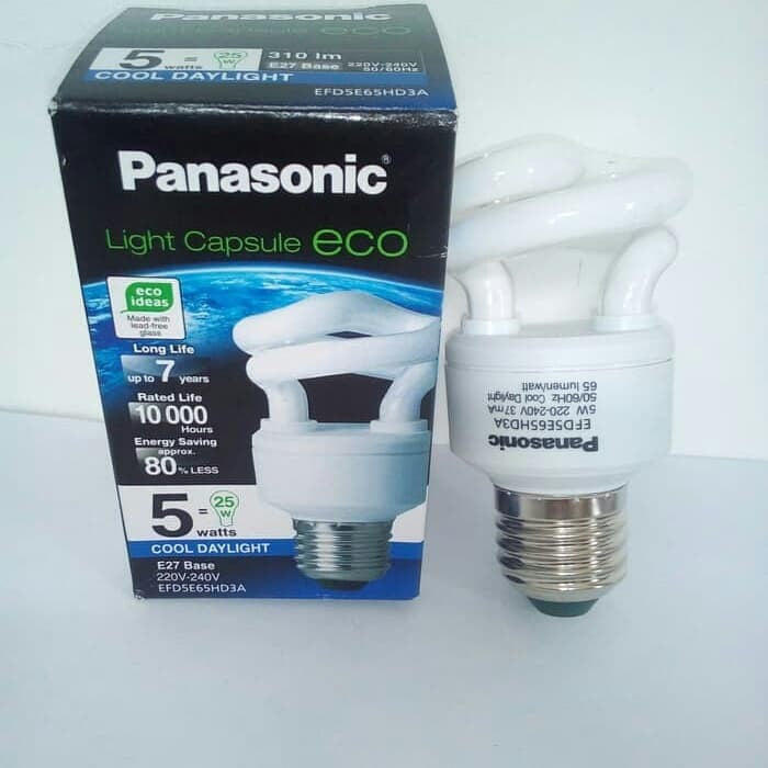 Lampu Hemat Energi Panasonic EFD5E27HD3A ECO 5W Spiral Cool Day Light
