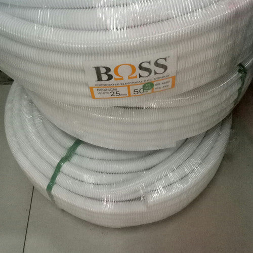 Flexible PVC Boss 25 mm @50 mtr B9025CMWE White