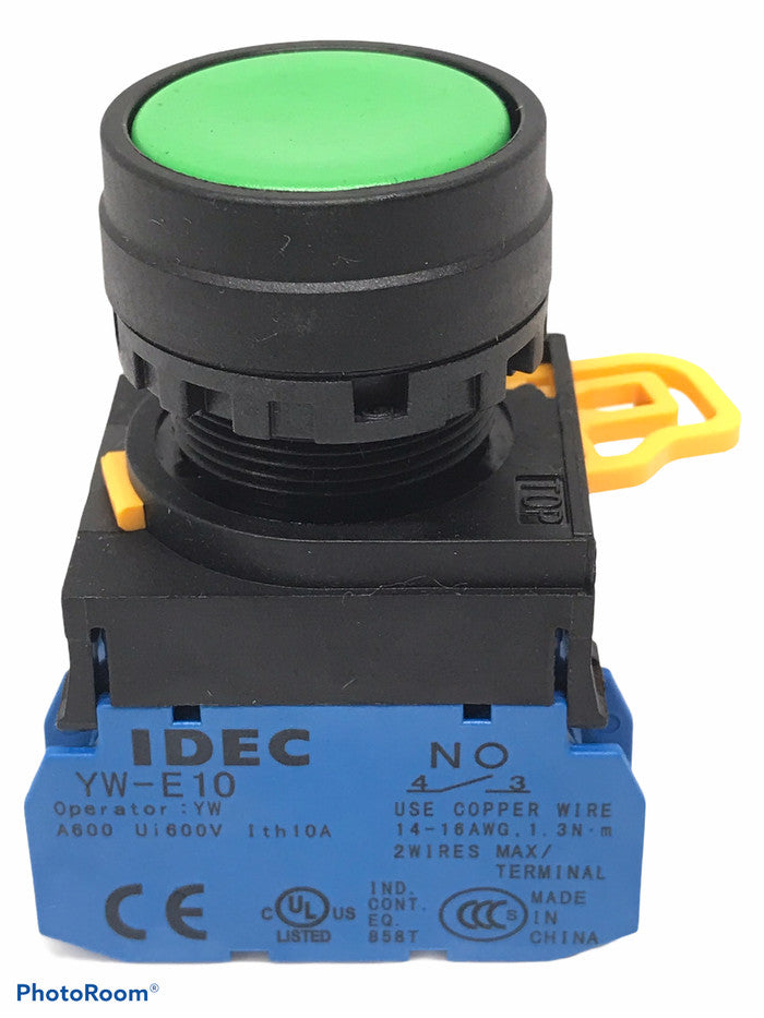 Push Button Switch Idec YW1B-M1E1022mm 1NO Green