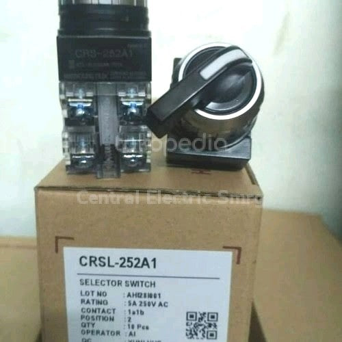 Selector Switch Hanyoung CRS 252-A1 Round, 2 Posisi 25 mm Black 1NO+1NC