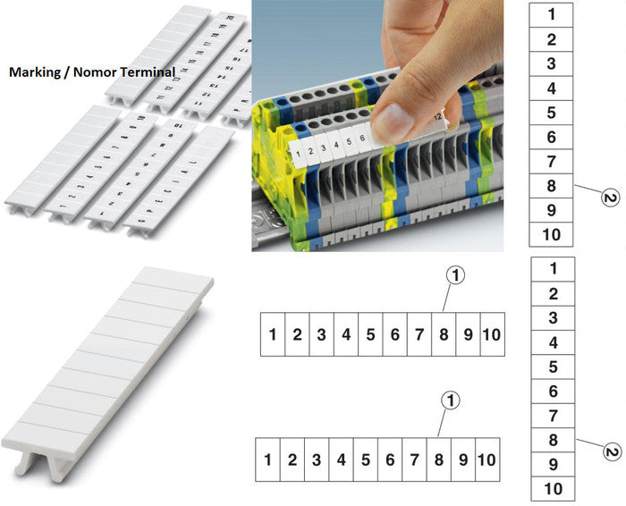 Marking Vertical Terminal Blok BLOX ZB5V(30~39) u/ FJ-3N White