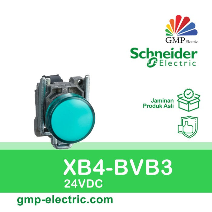 Pilot Lamp Schneider XB4-BVB3 22 mm Metal 24VAC/DC Green