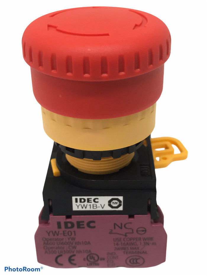 emergency PB Idec YW1B-V4E01 22mm 1NC Red