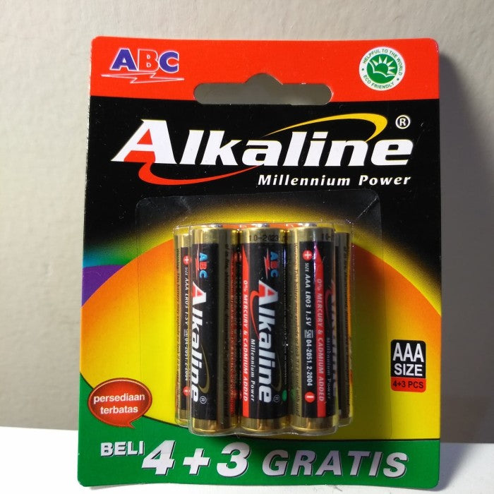 Baterai ABC Alkaline AAA 4+3 grey NA