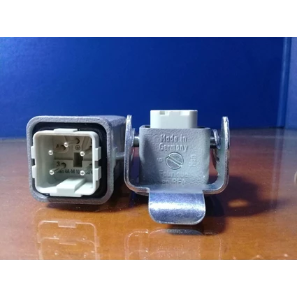 Konektor Harting 4 pin IB ( male +female ) Grey Cover Lubang Samping ( Komplit )