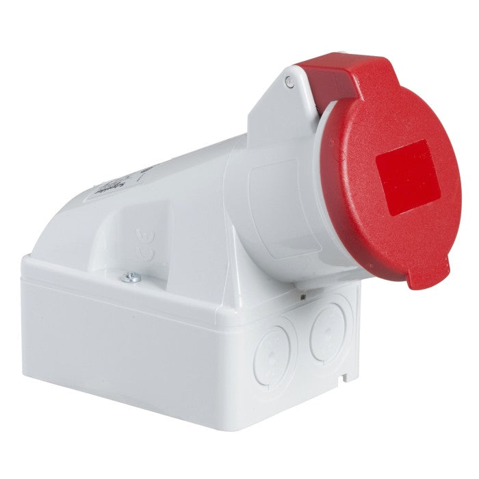 Industrial Socket Schneider Wall Mounted 4x32A Red/White IP44