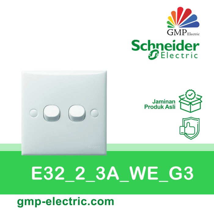 Saklar 2G 2W Schneider Classic (Clipsal) E32_2_3A_WE_G3