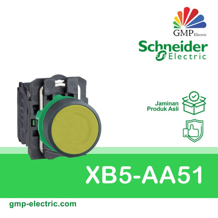 Push Button Switch Schneider XB5-AA51 22 mm Plastic Momentary Yellow 1NO