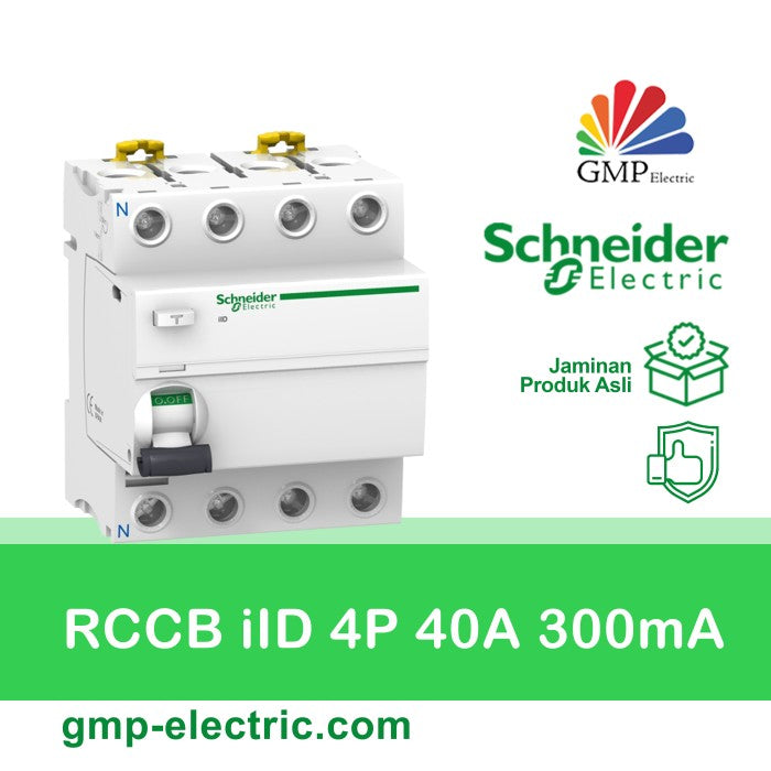 ELCB Schneider RCCB iID, Tipe AC 4P White 40A, 300mA