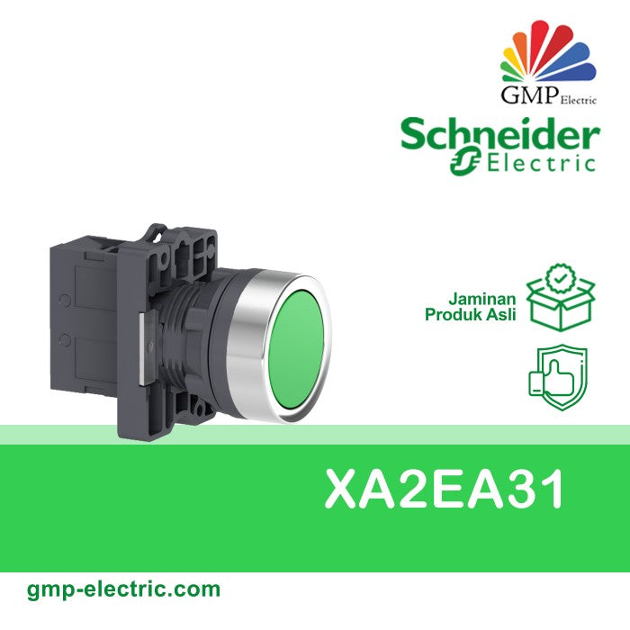 Push Button Schneider XA2EA31 22 mm Plastic Momentary Green 1NO